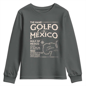 Gulf Of Mexico Youth Sweatshirt 1672 Historic Map Coast Mexico Lover TS10 Dark Heather Print Your Wear