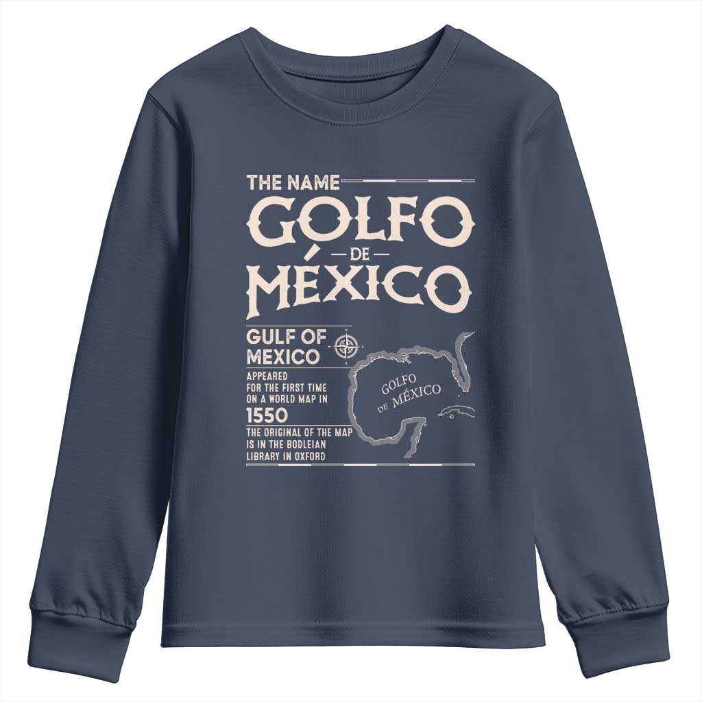 Gulf Of Mexico Youth Sweatshirt 1672 Historic Map Coast Mexico Lover TS10 Navy Print Your Wear