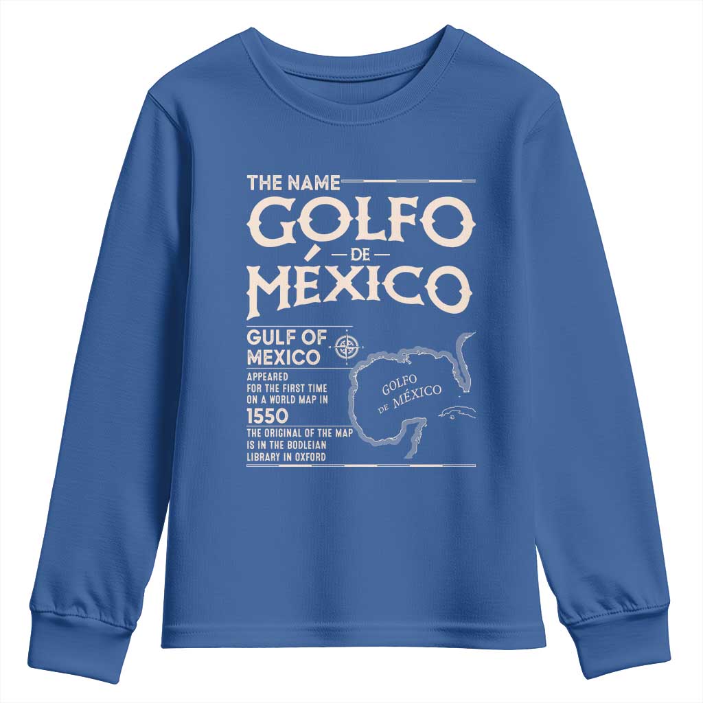 Gulf Of Mexico Youth Sweatshirt 1672 Historic Map Coast Mexico Lover TS10 Royal Blue Print Your Wear
