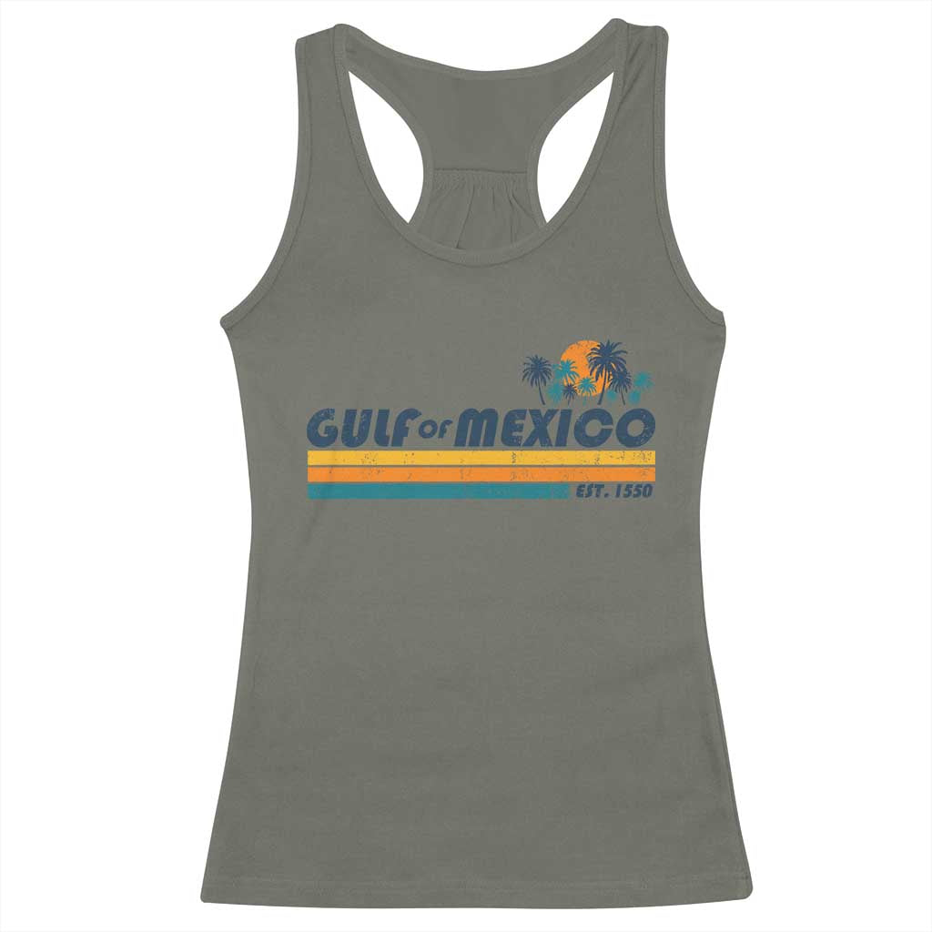 Gulf Of Mexico Racerback Tank Top Texas Alabama Mississippi Florida Beach Gulf Coast Mexico Lover TS10 Military Green Print Your Wear