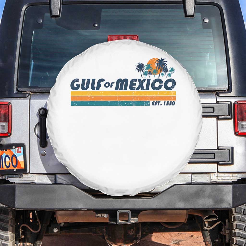 Gulf Of Mexico Spare Tire Cover Texas Alabama Mississippi Florida Beach Gulf Coast Mexico Lover TS10 No hole White Print Your Wear