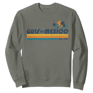 Gulf Of Mexico Sweatshirt Texas Alabama Mississippi Florida Beach Gulf Coast Mexico Lover TS10 Military Green Print Your Wear