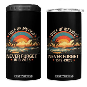Gulf Of Mexico 4 in 1 Can Cooler Tumbler Never Forget 1915 - 2025 Coast Texas Alabama Mississippi Florida Beach TS10 One Size: 16 oz Black Print Your Wear