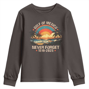 Gulf Of Mexico Youth Sweatshirt Never Forget 1915 - 2025 Coast Texas Alabama Mississippi Florida Beach TS10 Dark Chocolate Print Your Wear