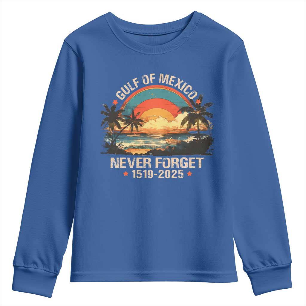 Gulf Of Mexico Youth Sweatshirt Never Forget 1915 - 2025 Coast Texas Alabama Mississippi Florida Beach TS10 Royal Blue Print Your Wear