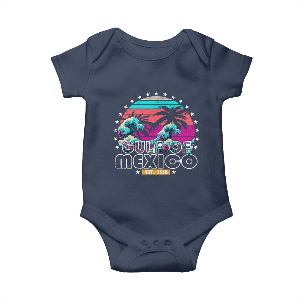Gulf Of Mexico Baby Onesie Est. 1550 Retro Summer Vibes TS10 Navy Print Your Wear