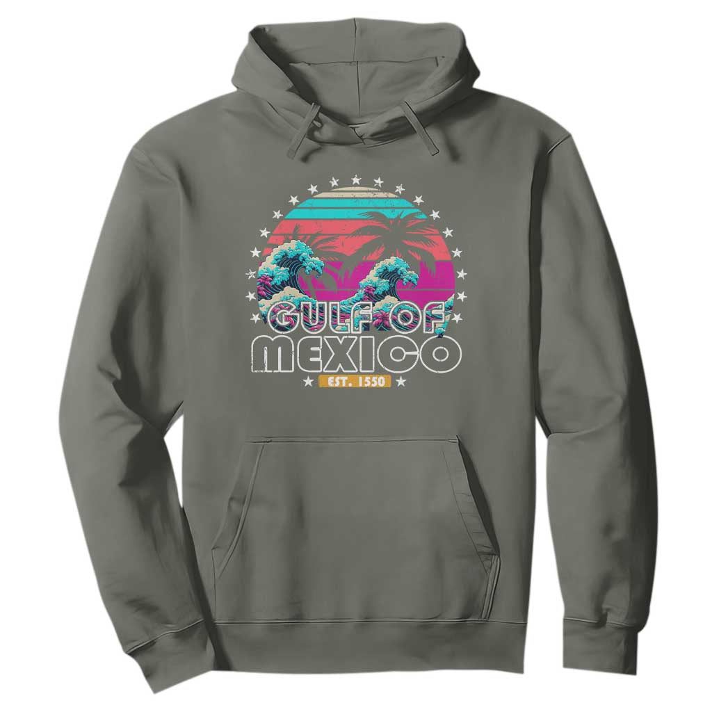 Gulf Of Mexico Hoodie Est. 1550 Retro Summer Vibes TS10 Military Green Print Your Wear