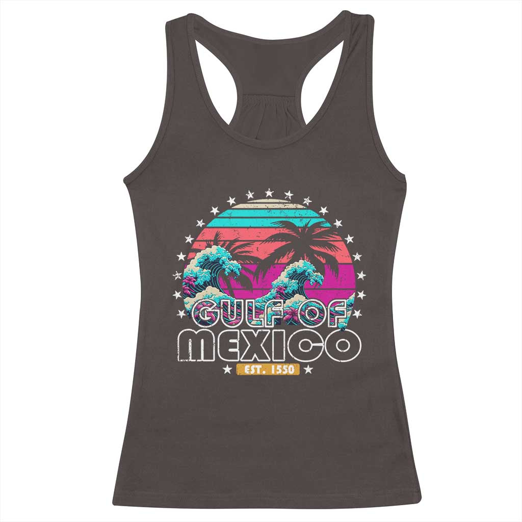 Gulf Of Mexico Racerback Tank Top Est. 1550 Retro Summer Vibes TS10 Dark Chocolate Print Your Wear