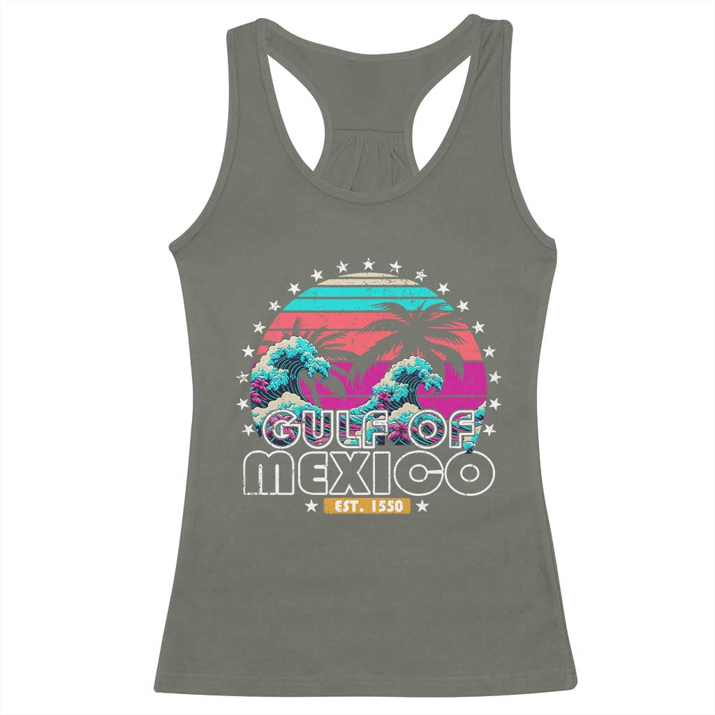 Gulf Of Mexico Racerback Tank Top Est. 1550 Retro Summer Vibes TS10 Military Green Print Your Wear