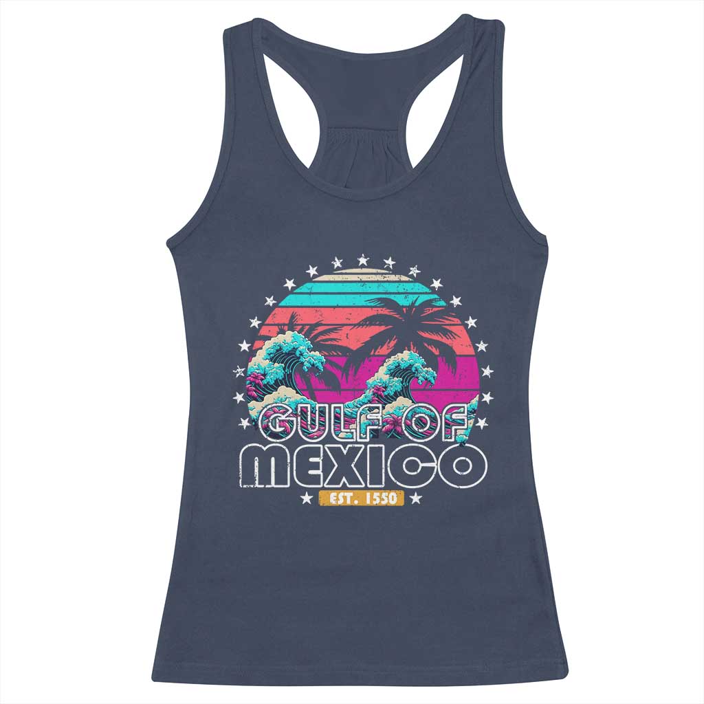 Gulf Of Mexico Racerback Tank Top Est. 1550 Retro Summer Vibes TS10 Navy Print Your Wear