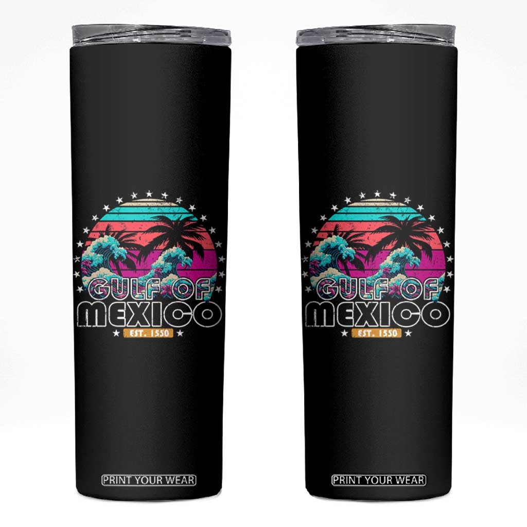 Gulf Of Mexico Skinny Tumbler Est. 1550 Retro Summer Vibes TS10 Black Print Your Wear