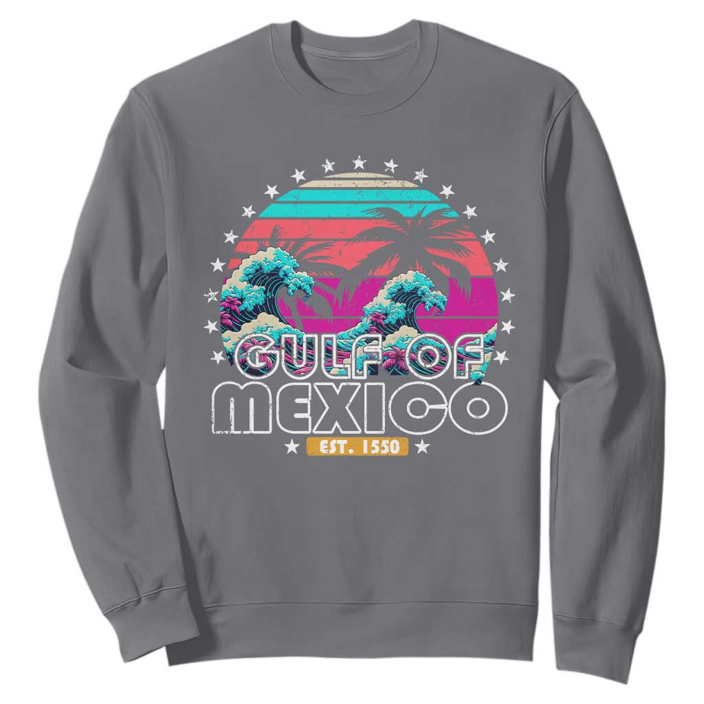Gulf Of Mexico Sweatshirt Est. 1550 Retro Summer Vibes TS10 Charcoal Print Your Wear
