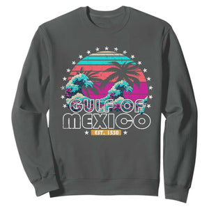 Gulf Of Mexico Sweatshirt Est. 1550 Retro Summer Vibes TS10 Dark Heather Print Your Wear