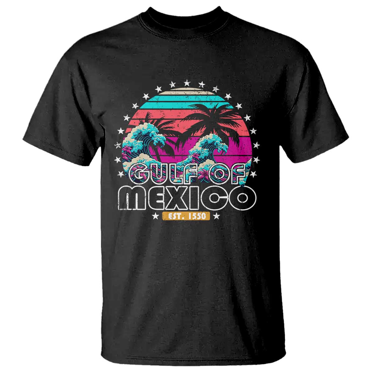 Gulf Of Mexico T Shirt Est. 1550 Retro Summer Vibes TS10 Black Print Your Wear