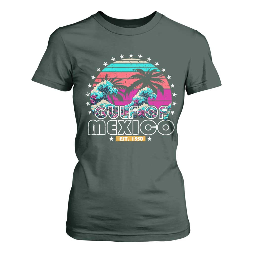 Gulf Of Mexico T Shirt For Women Est. 1550 Retro Summer Vibes TS10 Dark Forest Green Print Your Wear