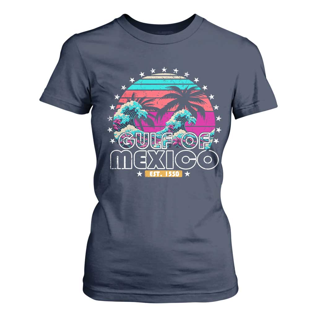 Gulf Of Mexico T Shirt For Women Est. 1550 Retro Summer Vibes TS10 Navy Print Your Wear