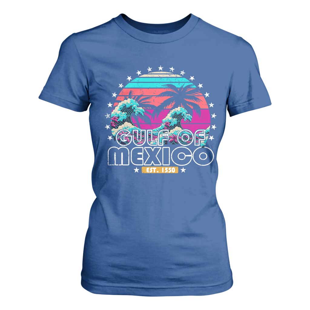 Gulf Of Mexico T Shirt For Women Est. 1550 Retro Summer Vibes TS10 Royal Blue Print Your Wear