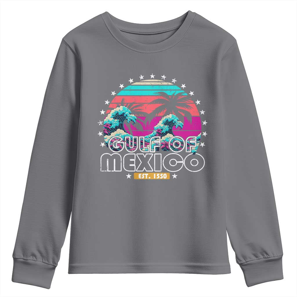 Gulf Of Mexico Youth Sweatshirt Est. 1550 Retro Summer Vibes TS10 Charcoal Print Your Wear