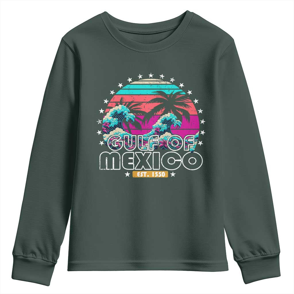 Gulf Of Mexico Youth Sweatshirt Est. 1550 Retro Summer Vibes TS10 Dark Forest Green Print Your Wear