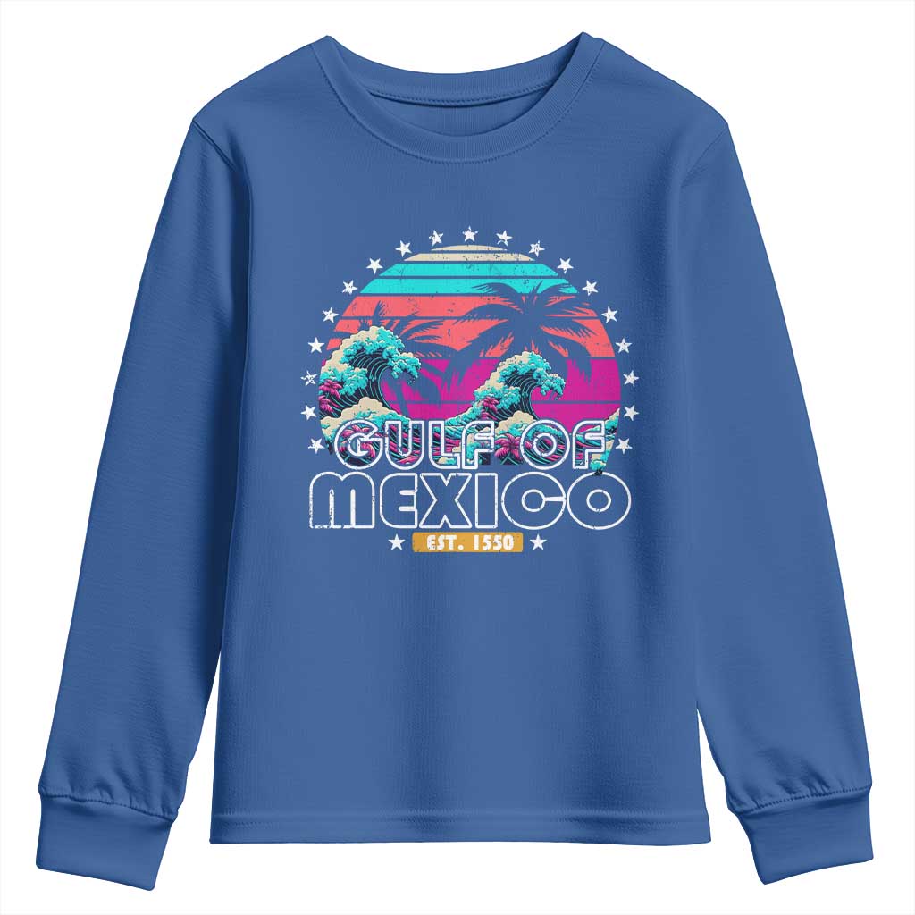 Gulf Of Mexico Youth Sweatshirt Est. 1550 Retro Summer Vibes TS10 Royal Blue Print Your Wear