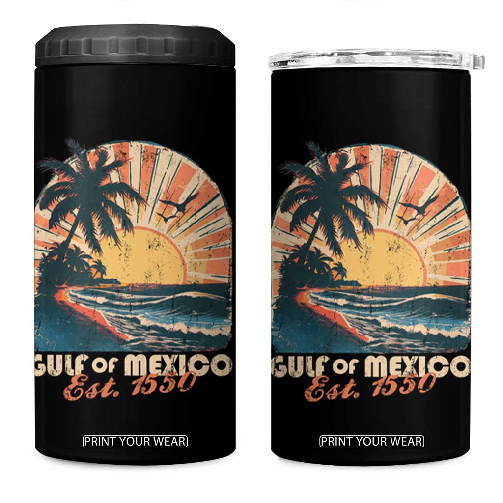 Gulf Of Mexico 4 in 1 Can Cooler Tumbler Est. 1550 Sunny Vibes TS10 One Size: 16 oz Black Print Your Wear