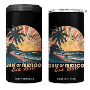 Gulf Of Mexico 4 in 1 Can Cooler Tumbler Est. 1550 Sunny Vibes TS10 One Size: 16 oz Black Print Your Wear
