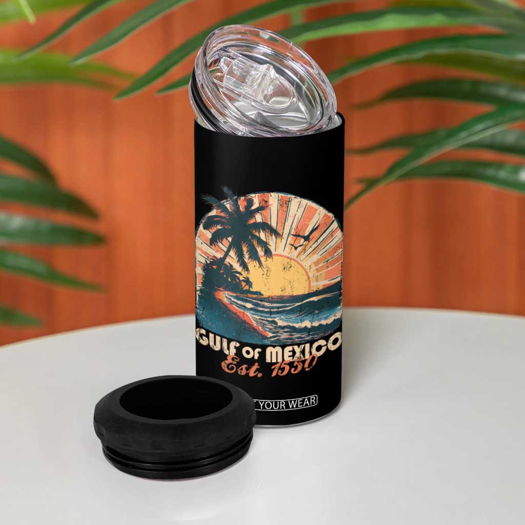Gulf Of Mexico 4 in 1 Can Cooler Tumbler Est. 1550 Sunny Vibes TS10 Print Your Wear