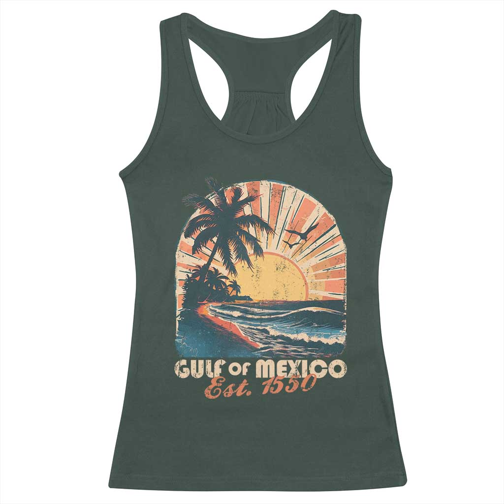 Gulf Of Mexico Racerback Tank Top Est. 1550 Sunny Vibes TS10 Dark Forest Green Print Your Wear