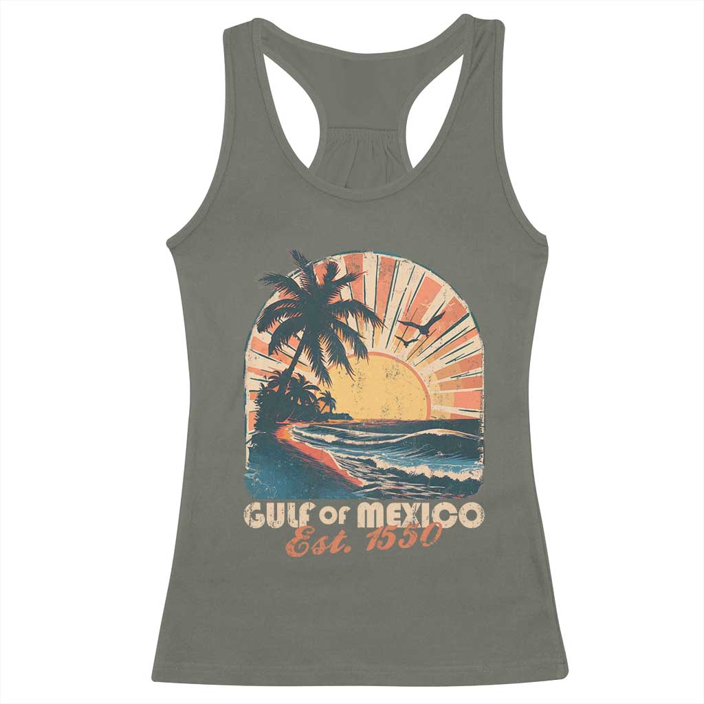Gulf Of Mexico Racerback Tank Top Est. 1550 Sunny Vibes TS10 Military Green Print Your Wear