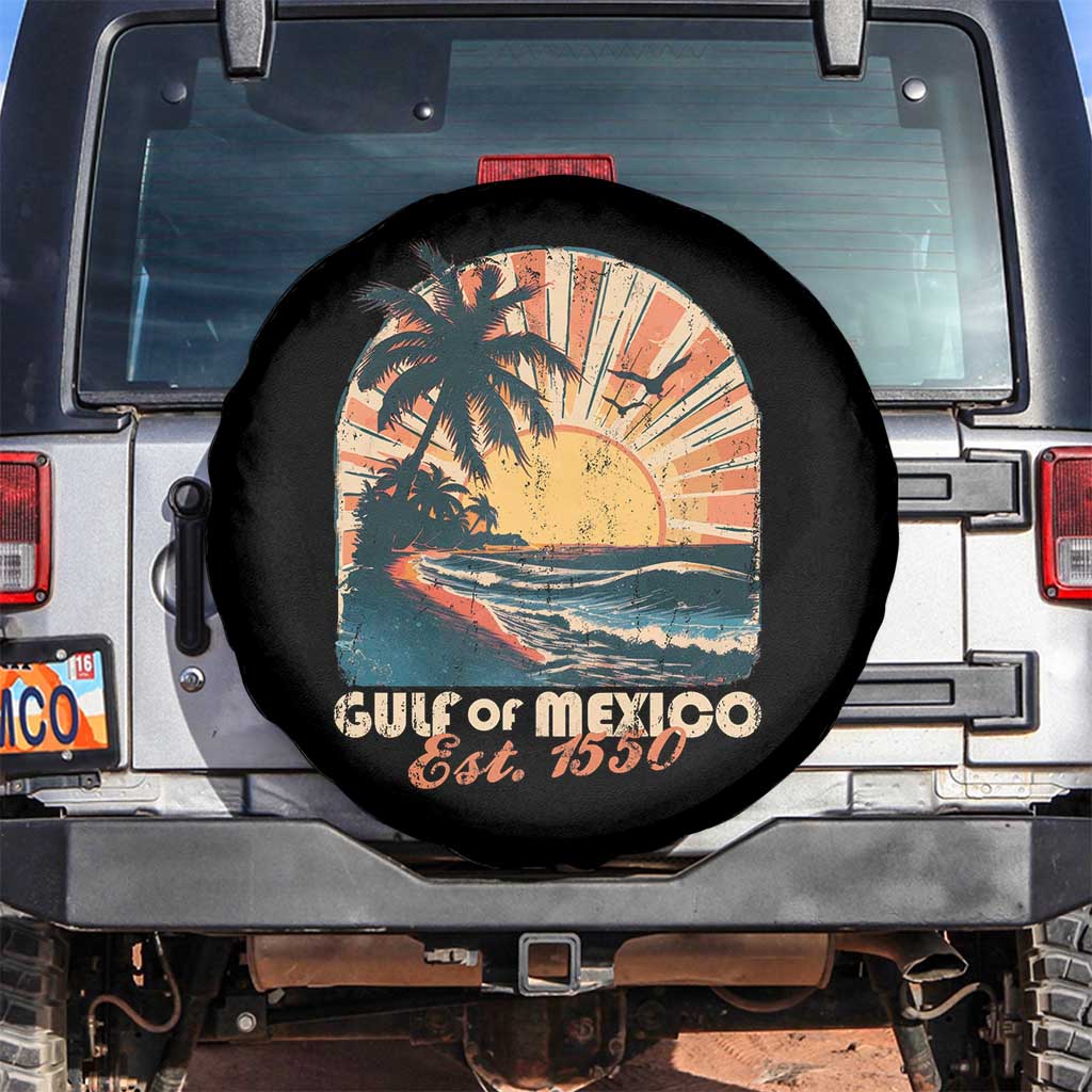 Gulf Of Mexico Spare Tire Cover Est. 1550 Sunny Vibes TS10 No hole Black Print Your Wear