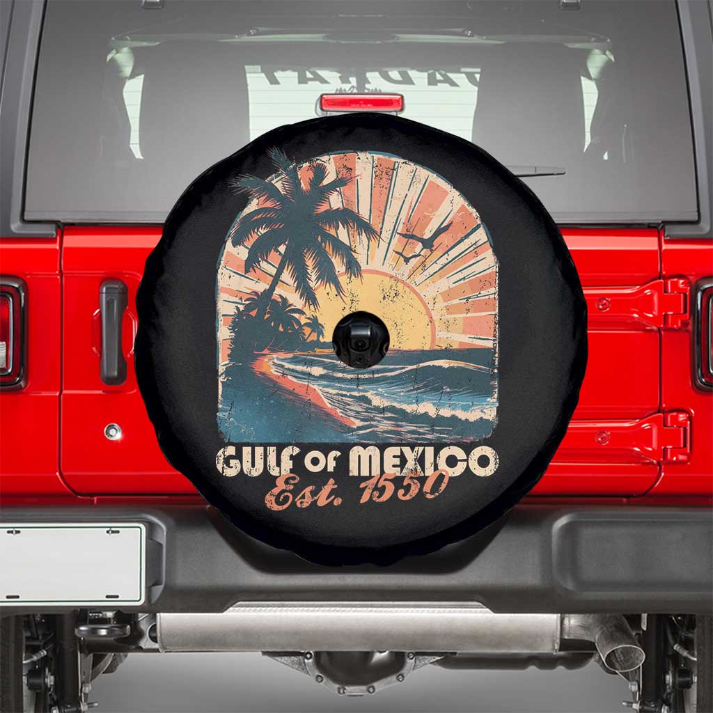 Gulf Of Mexico Spare Tire Cover Est. 1550 Sunny Vibes TS10 Black Print Your Wear