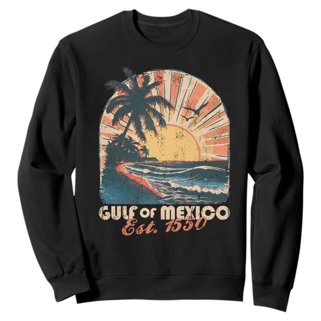 Gulf Of Mexico Sweatshirt Est. 1550 Sunny Vibes TS10 Black Print Your Wear