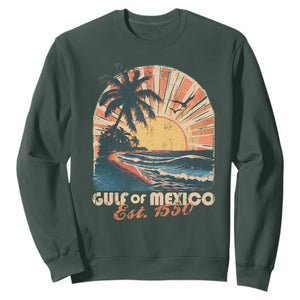 Gulf Of Mexico Sweatshirt Est. 1550 Sunny Vibes TS10 Dark Forest Green Print Your Wear