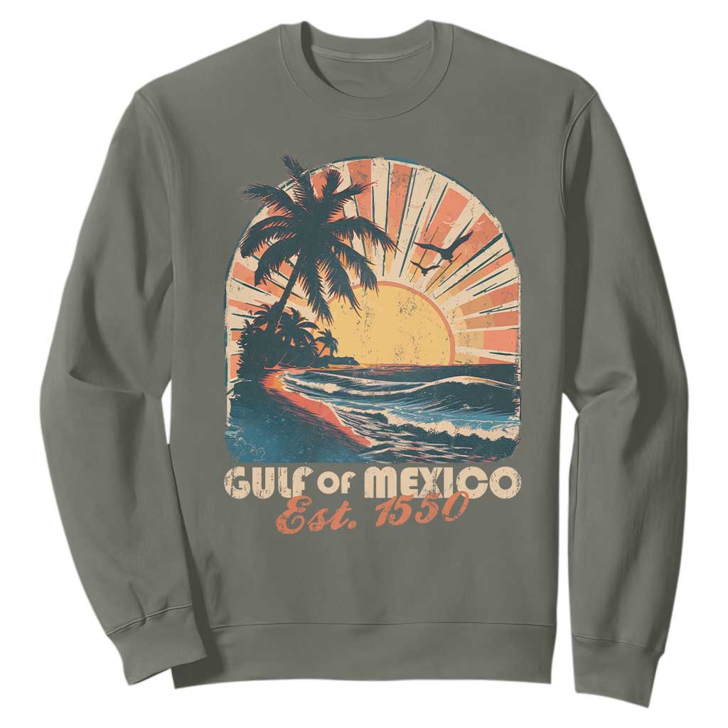 Gulf Of Mexico Sweatshirt Est. 1550 Sunny Vibes TS10 Military Green Print Your Wear