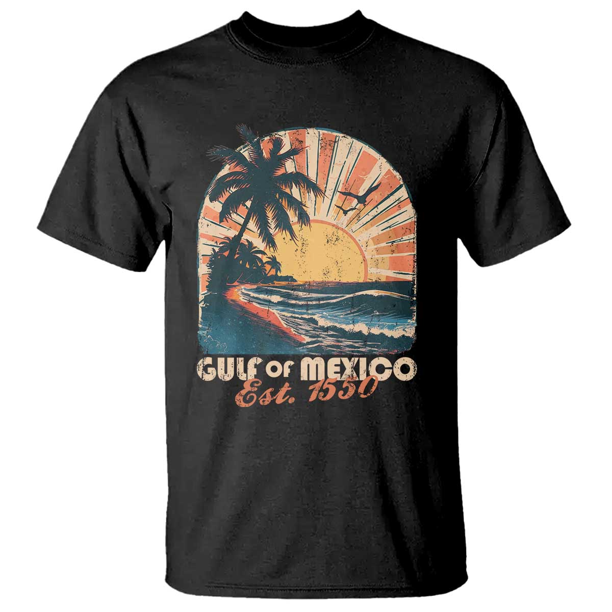 Gulf Of Mexico T Shirt Est. 1550 Sunny Vibes TS10 Black Print Your Wear