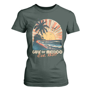 Gulf Of Mexico T Shirt For Women Est. 1550 Sunny Vibes TS10 Dark Forest Green Print Your Wear