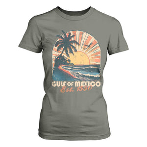 Gulf Of Mexico T Shirt For Women Est. 1550 Sunny Vibes TS10 Military Green Print Your Wear