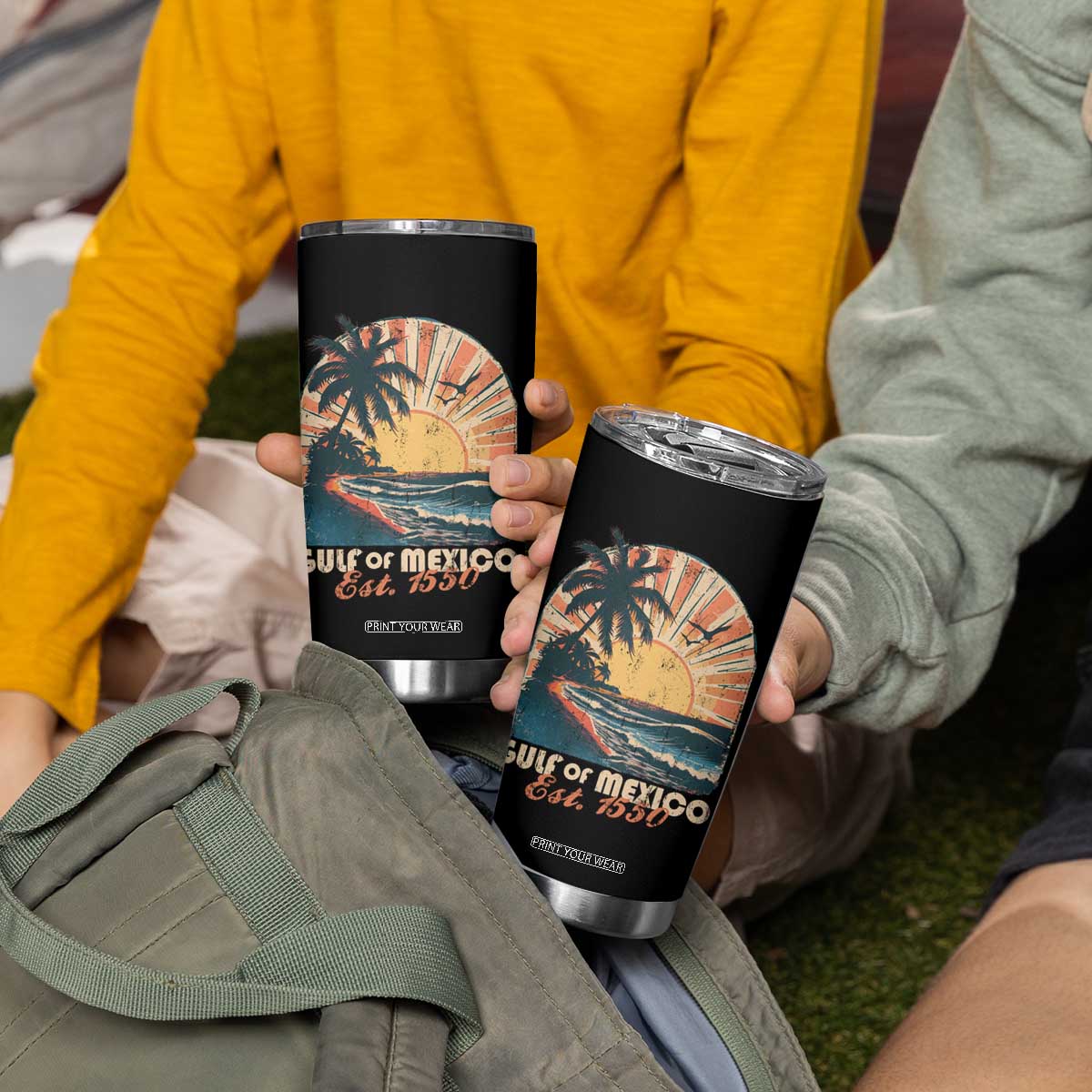 Gulf Of Mexico Tumbler Cup Est. 1550 Sunny Vibes TS10 Print Your Wear