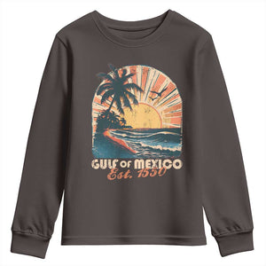 Gulf Of Mexico Youth Sweatshirt Est. 1550 Sunny Vibes TS10 Dark Chocolate Print Your Wear