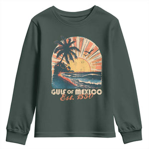 Gulf Of Mexico Youth Sweatshirt Est. 1550 Sunny Vibes TS10 Dark Forest Green Print Your Wear