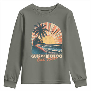 Gulf Of Mexico Youth Sweatshirt Est. 1550 Sunny Vibes TS10 Military Green Print Your Wear