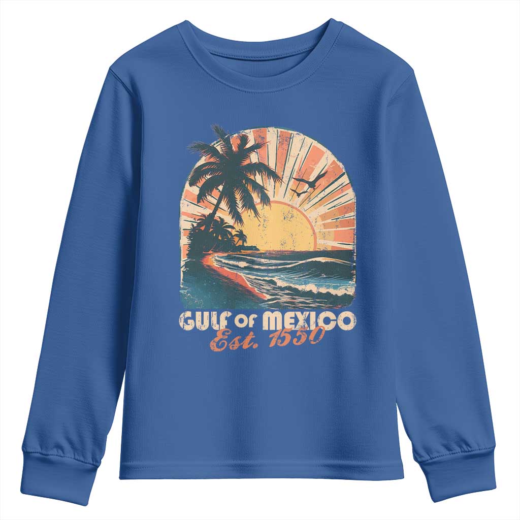 Gulf Of Mexico Youth Sweatshirt Est. 1550 Sunny Vibes TS10 Royal Blue Print Your Wear