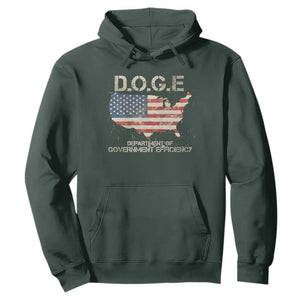 D.O.G.E. DOGE Department of Government Efficiency Hoodie American Flag US Map TS10 Dark Forest Green Print Your Wear