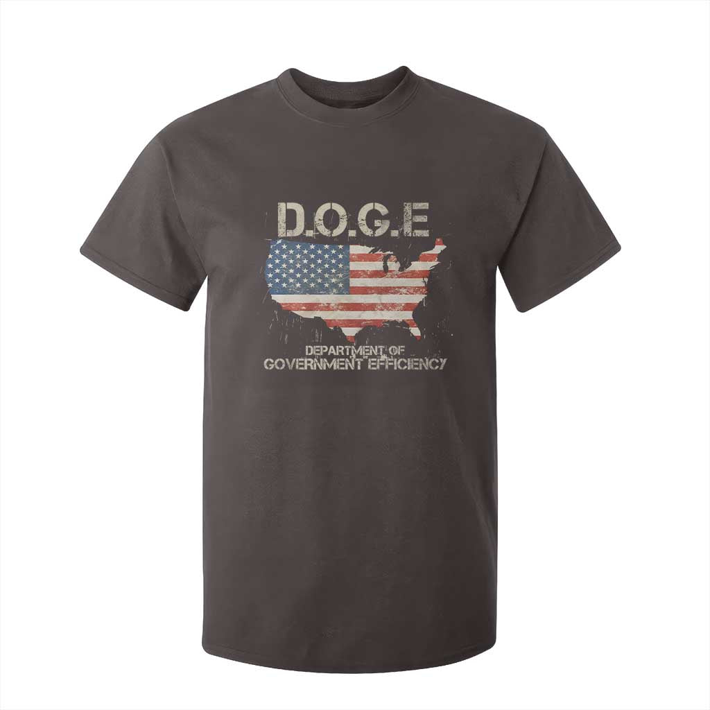 D.O.G.E. DOGE Department of Government Efficiency T Shirt For Kid American Flag US Map TS10 Dark Chocolate Print Your Wear