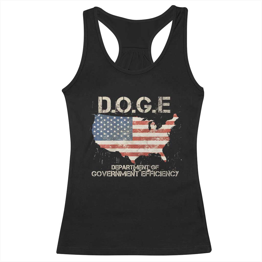 D.O.G.E. DOGE Department of Government Efficiency Racerback Tank Top American Flag US Map TS10 Black Print Your Wear
