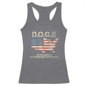 D.O.G.E. DOGE Department of Government Efficiency Racerback Tank Top American Flag US Map TS10 Charcoal Print Your Wear