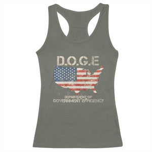 D.O.G.E. DOGE Department of Government Efficiency Racerback Tank Top American Flag US Map TS10 Military Green Print Your Wear