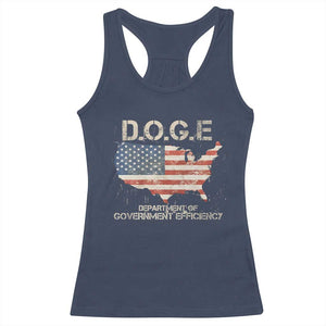 D.O.G.E. DOGE Department of Government Efficiency Racerback Tank Top American Flag US Map TS10 Navy Print Your Wear