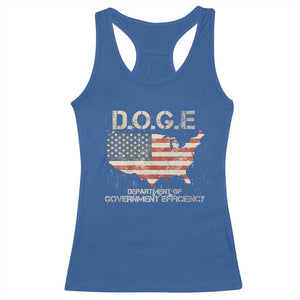 D.O.G.E. DOGE Department of Government Efficiency Racerback Tank Top American Flag US Map TS10 Royal Blue Print Your Wear