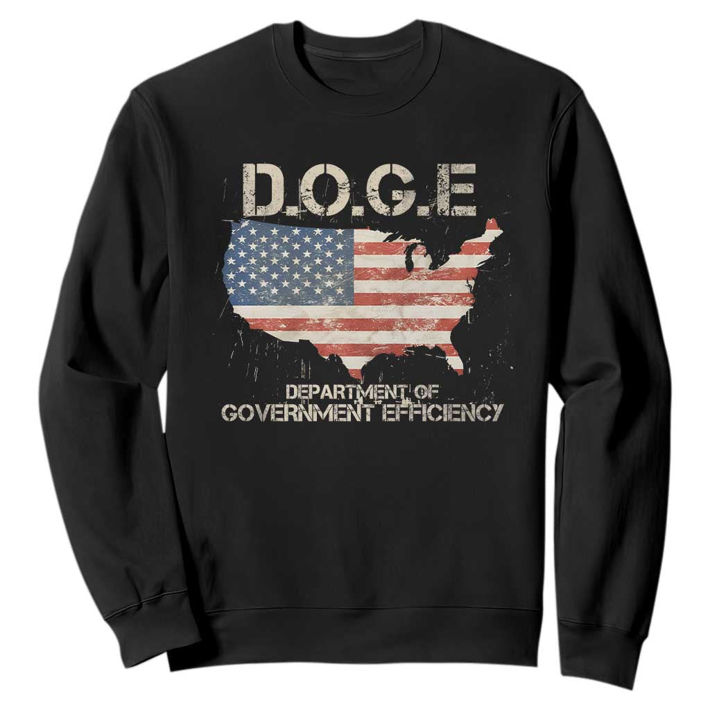 D.O.G.E. DOGE Department of Government Efficiency Sweatshirt American Flag US Map TS10 Black Print Your Wear